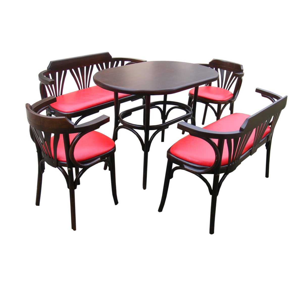 Set Masa si 2 Bancute Bistro + 2 scaune lemn curbat